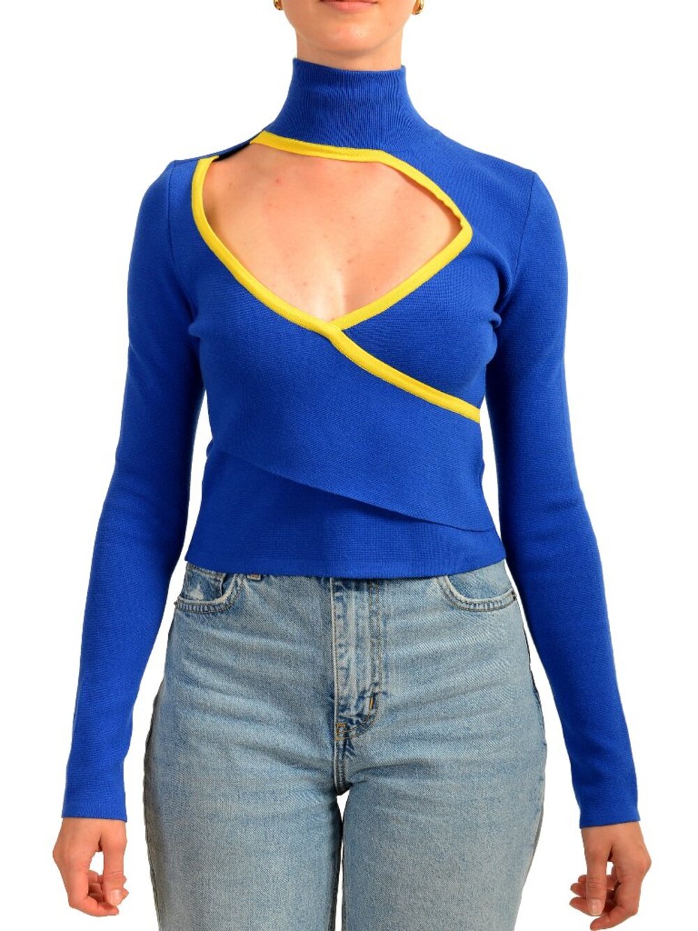 Scuderia Ferrari Women's Blue Turtleneck Stretch Pullover Sweater US L IT 44